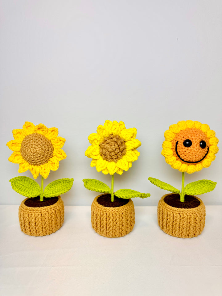 Sunflower Crochet Potted Flowers - PP0004 - CuteCraftsWorld