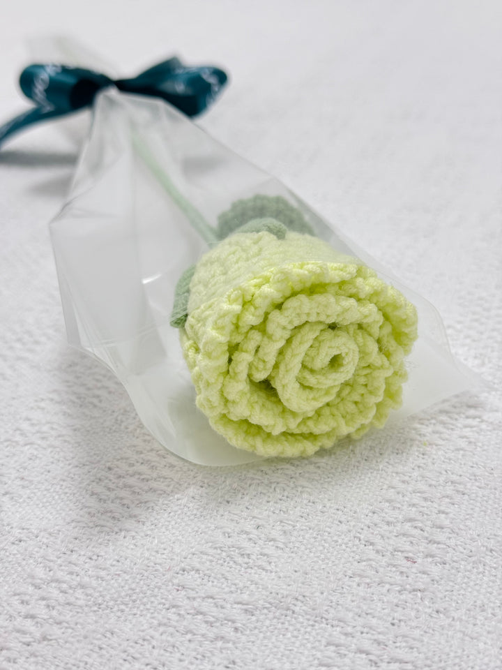 Handmade Pastel Green Crochet Rose – Forever Blooming, Unique Gift for Any Occasion