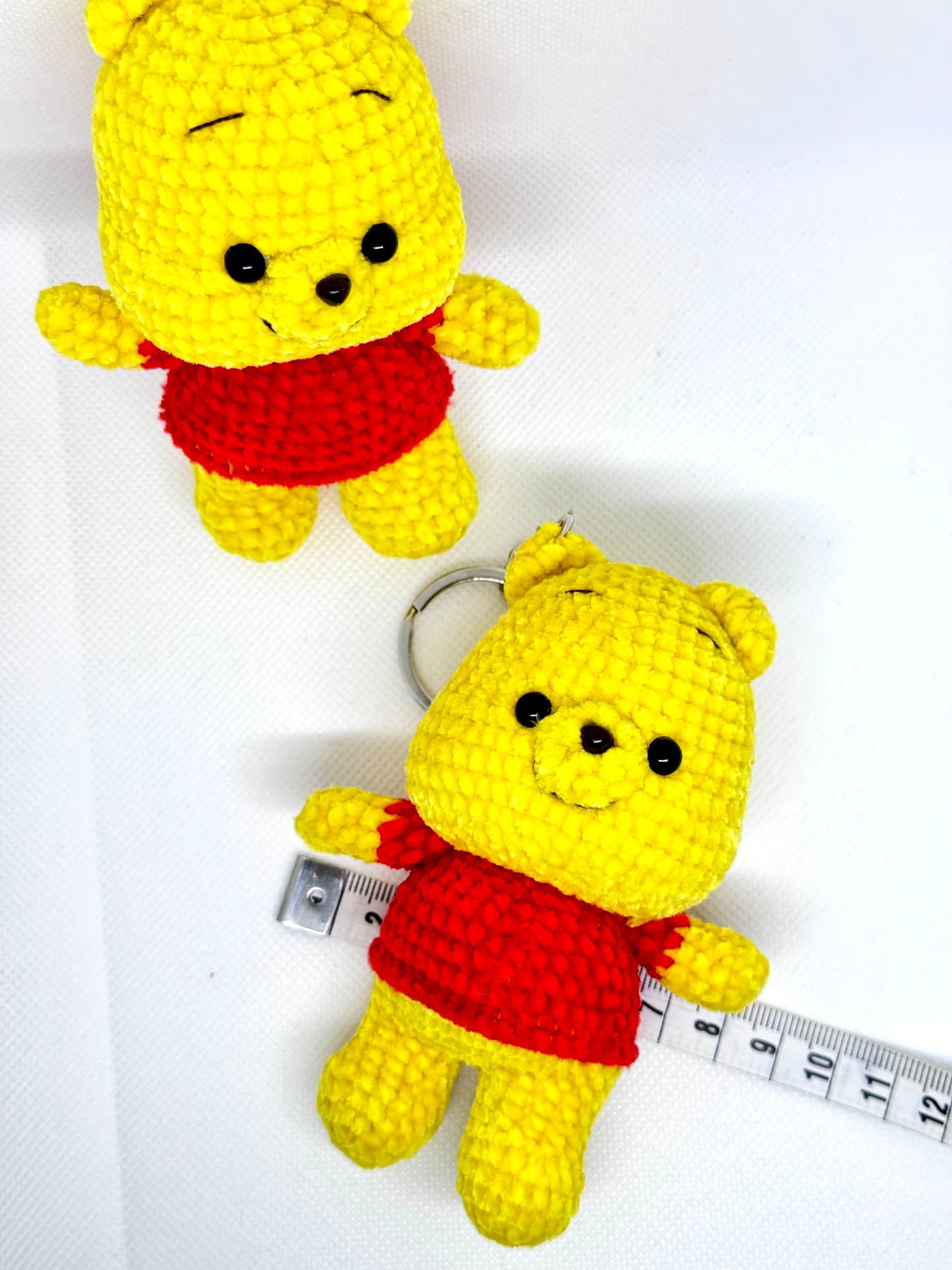 handmade crocheted Winne the Pooh bear keychain toy doll