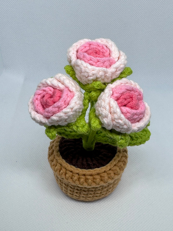 Rose Crochet Potted Flowers - PP0007 - CuteCraftsWorld