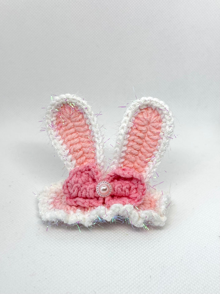 Crochet Pink Bunny HairClip - HC0014 - CuteCraftsWorld