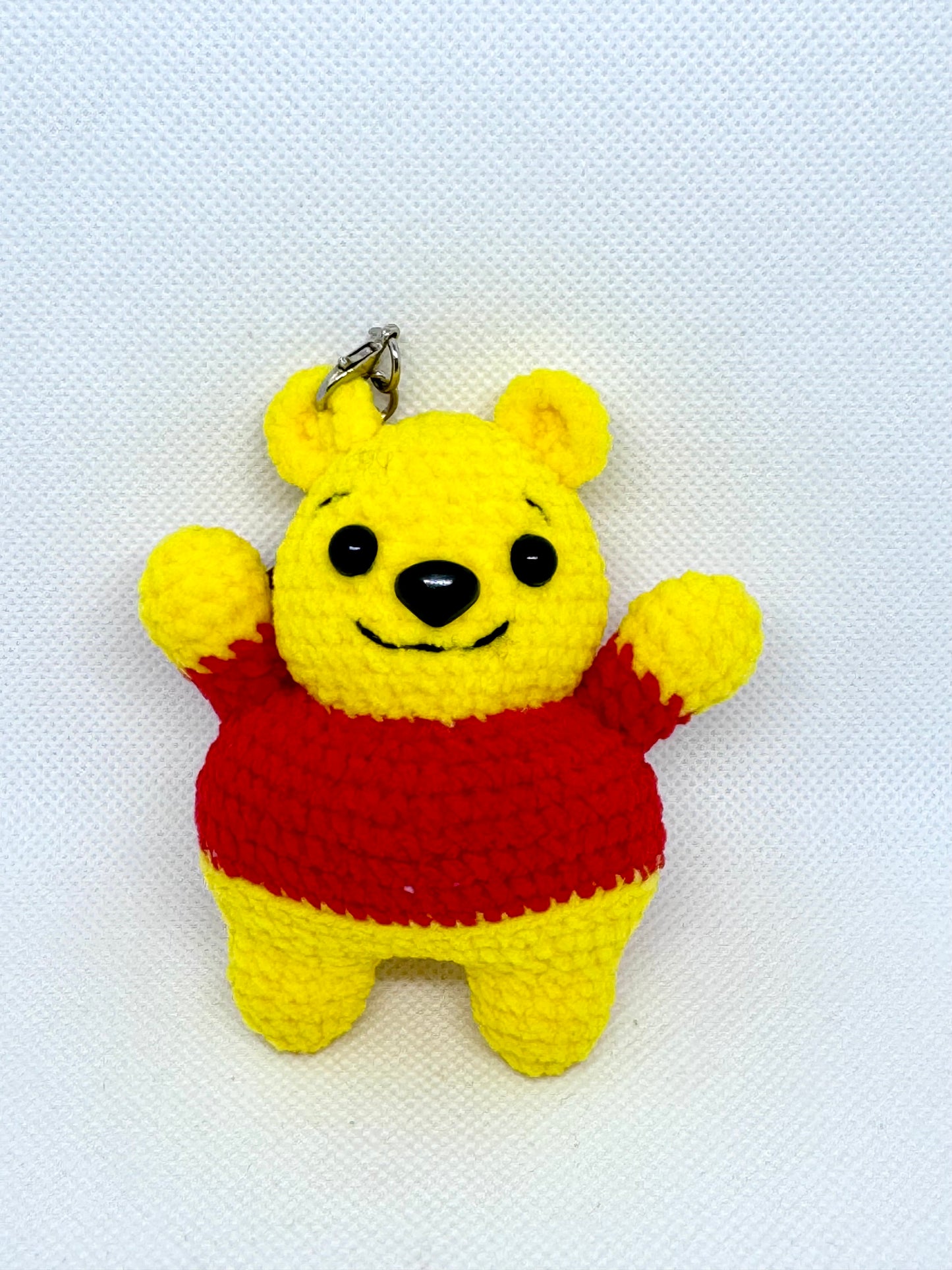 handmade crocheted Winne the Pooh bear keychain toy doll