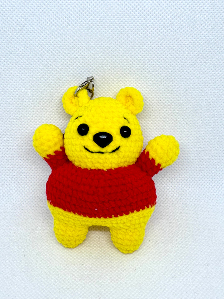 Handmade crocheted Winne the Pooh bear keychain toy - CK0003 - CuteCraftsWorld