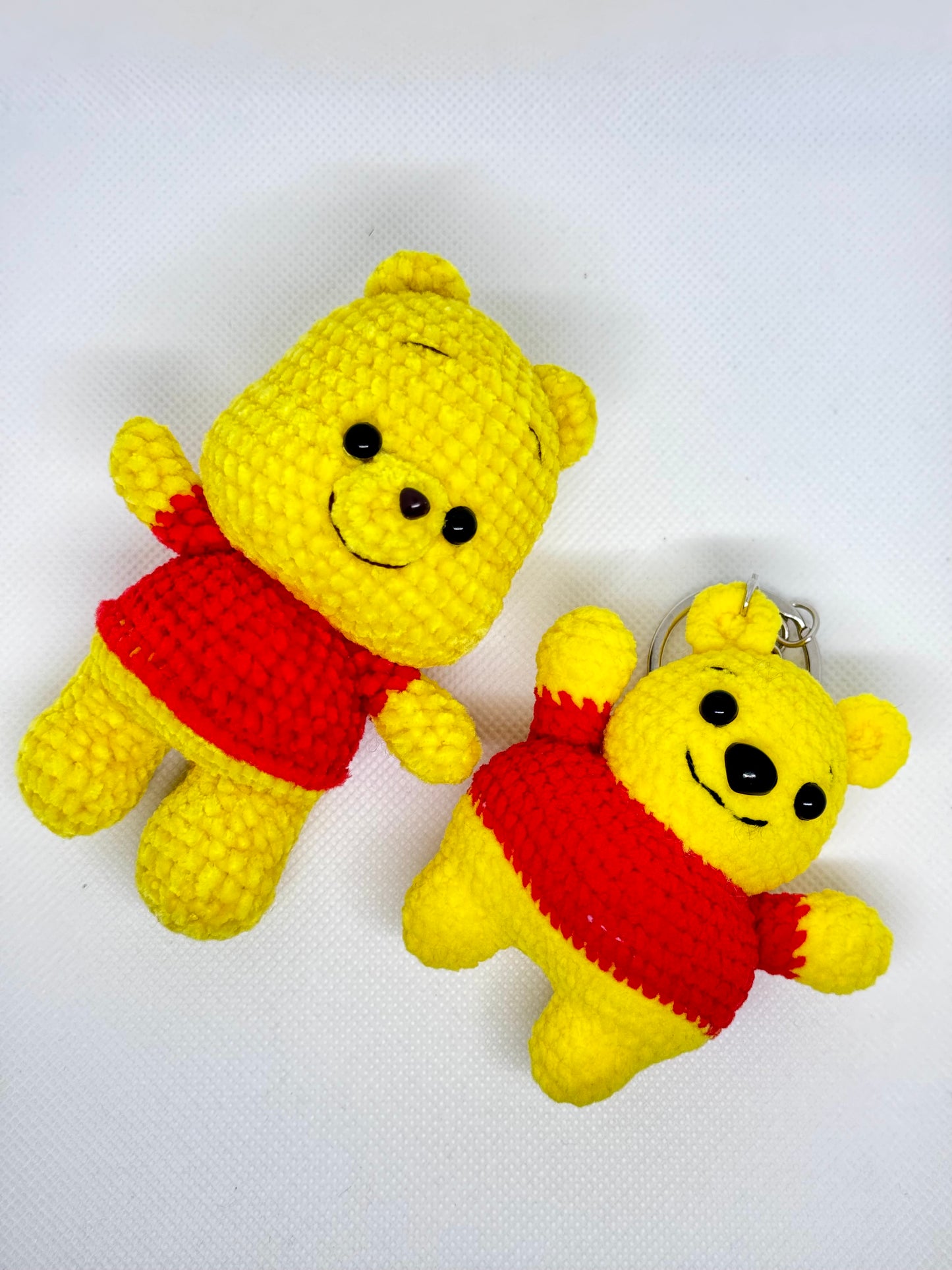 handmade crocheted Winne the Pooh bear keychain toy doll