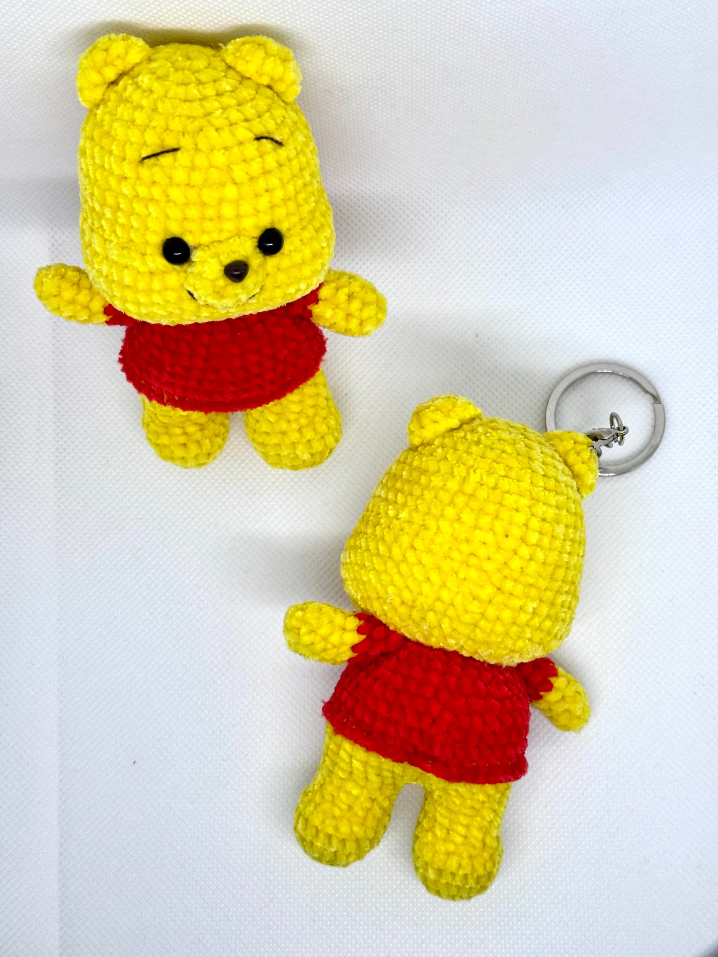 handmade crocheted Winne the Pooh bear keychain toy doll