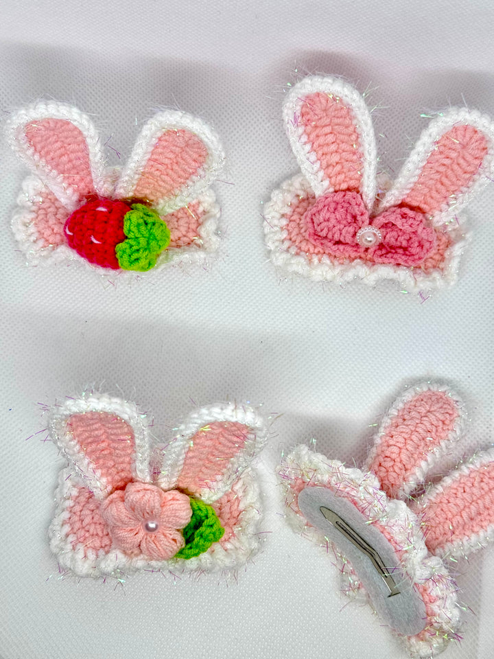 Crochet Pink Bunny HairClip - HC0014 - CuteCraftsWorld