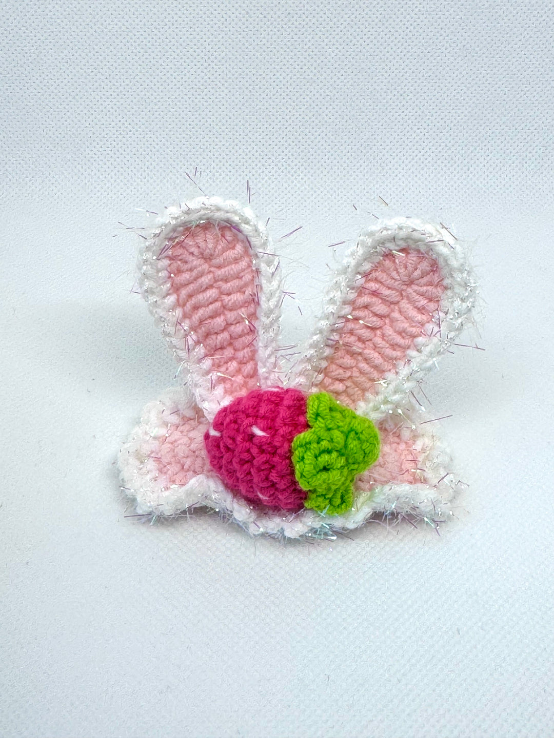 Crochet Pink Bunny HairClip - HC0014 - CuteCraftsWorld