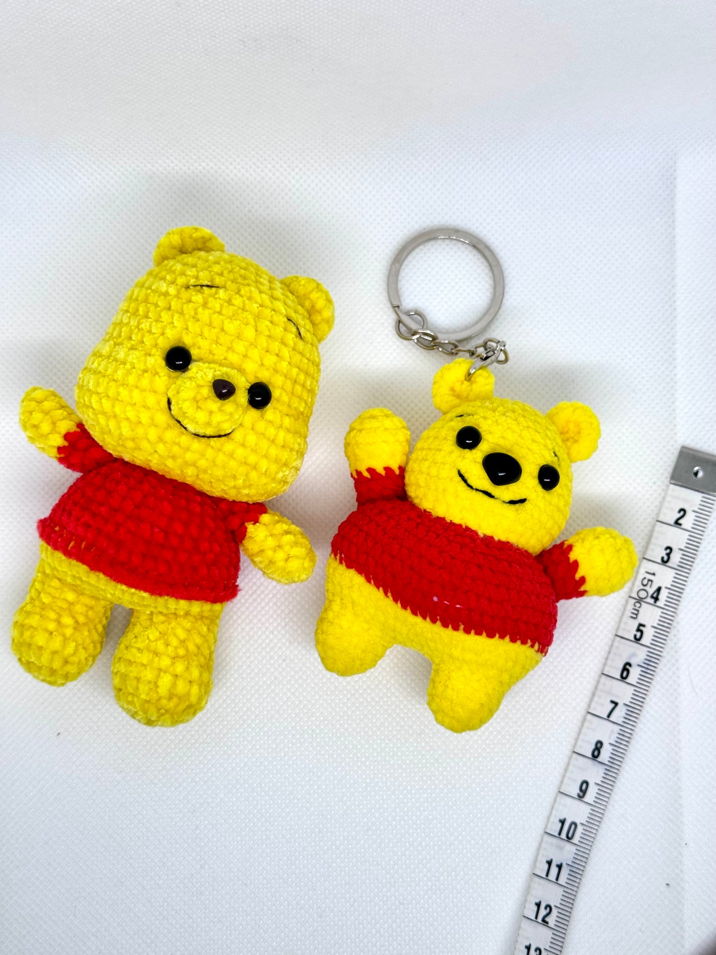 handmade crocheted Winne the Pooh bear keychain toy doll