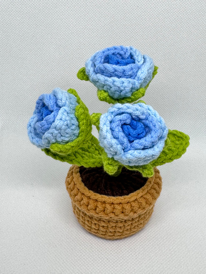 Rose Crochet Potted Flowers - PP0007 - CuteCraftsWorld