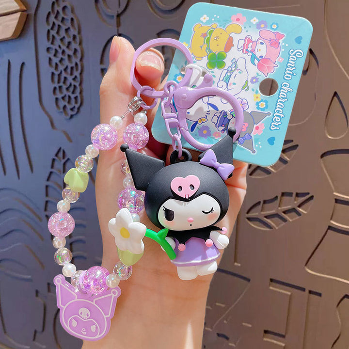 Genuine Sanrio Keychain Hello Kitty Kuromi Key Chain Pochacco Cinnamoroll Bag Pendant Originality Beading Accessories -KC0051 - CuteCraftsWorld