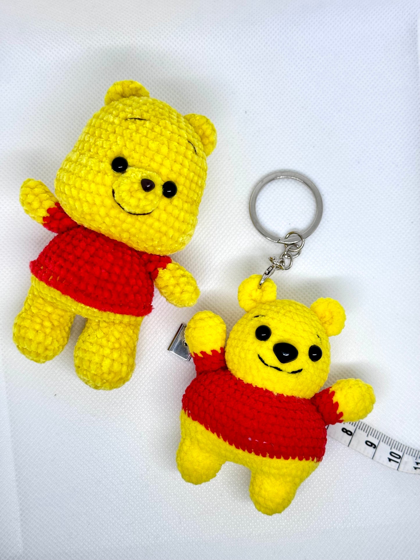 handmade crocheted Winne the Pooh bear keychain toy doll