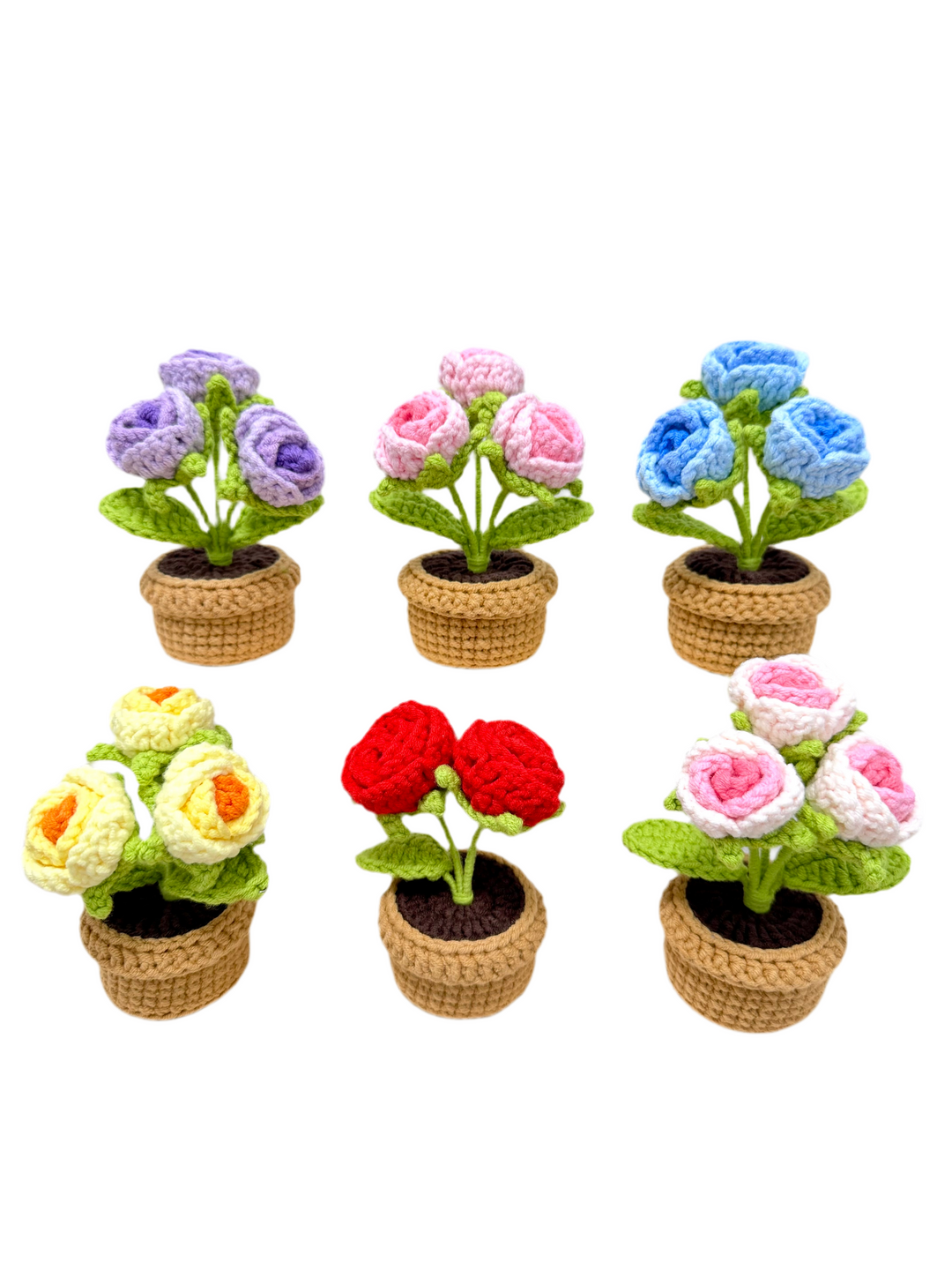 Rose Crochet Potted Flowers - PP0007 - CuteCraftsWorld