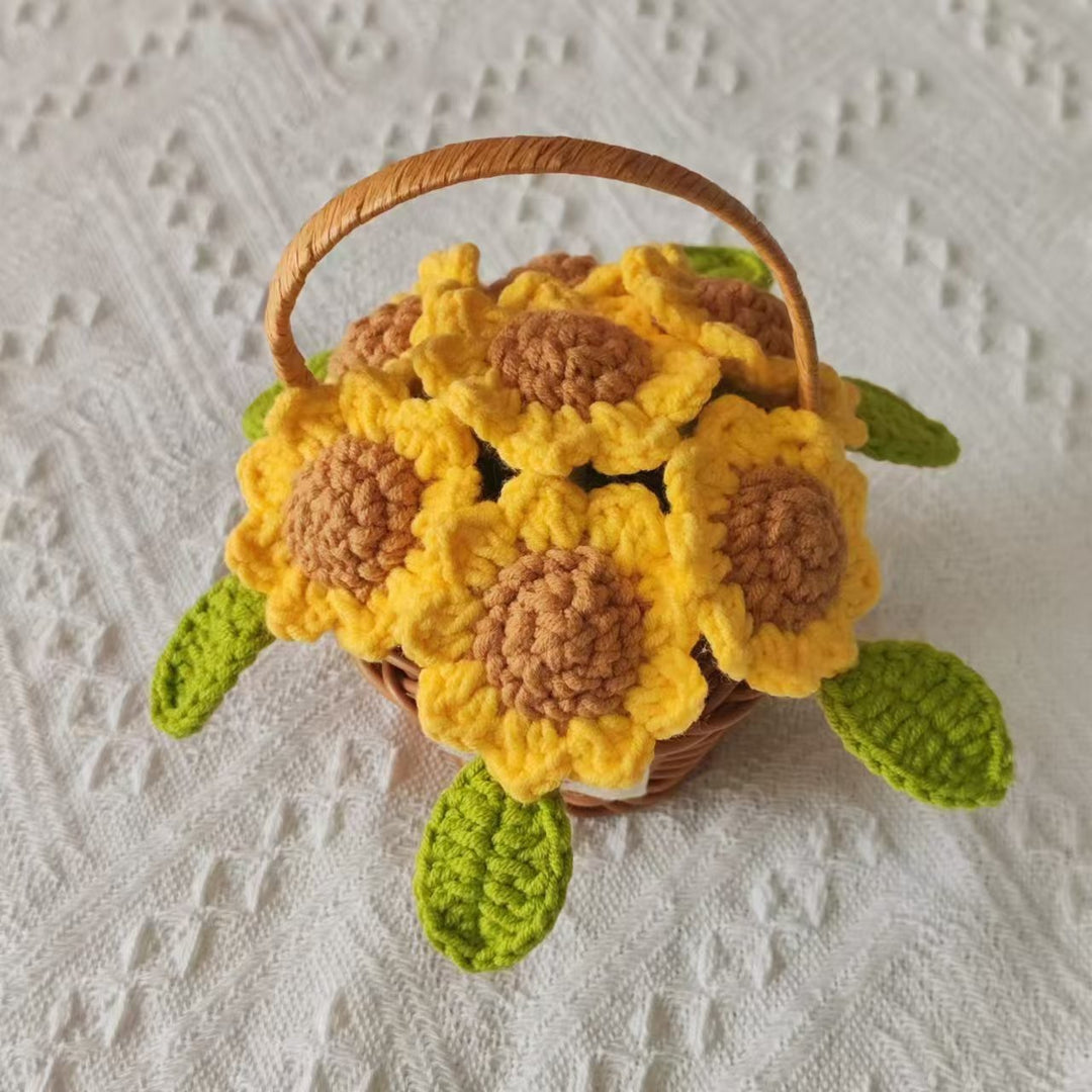 Crochet Sunflower Basket - F10002 - CuteCraftsWorld