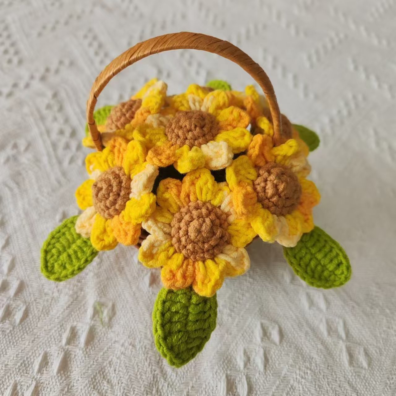 Crochet Sunflower Basket - F10002