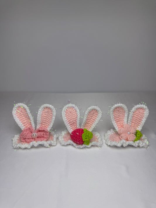 Crochet Pink Bunny Hair Clip - HC0014