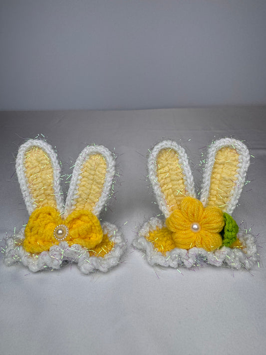 Crochet Yellow Bunny Ears Hair Clip - HC0016