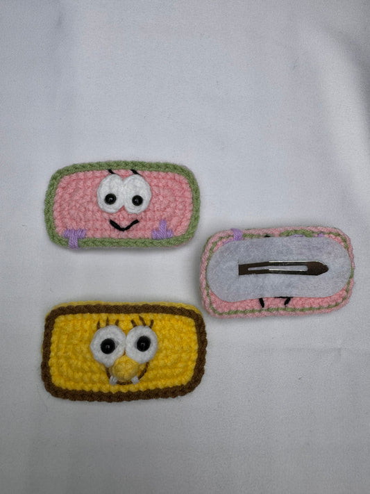 Crochet Spongebob & Patrick Hair Clip - HC0020