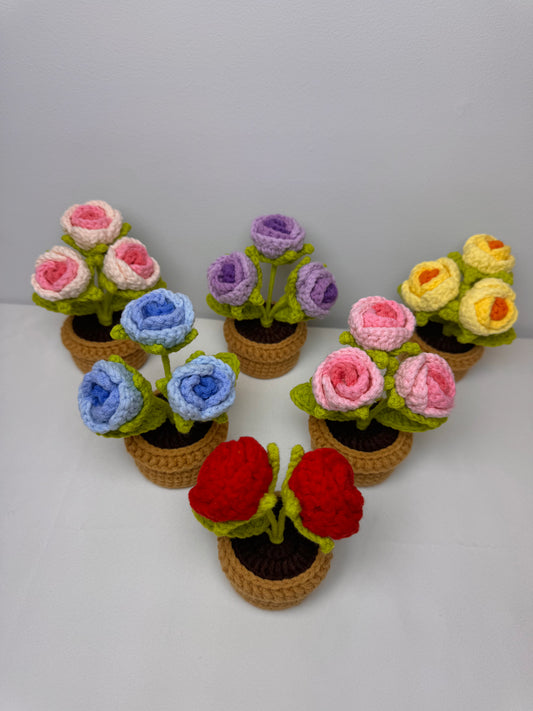 Rose Crochet Potted Flowers - PP0007