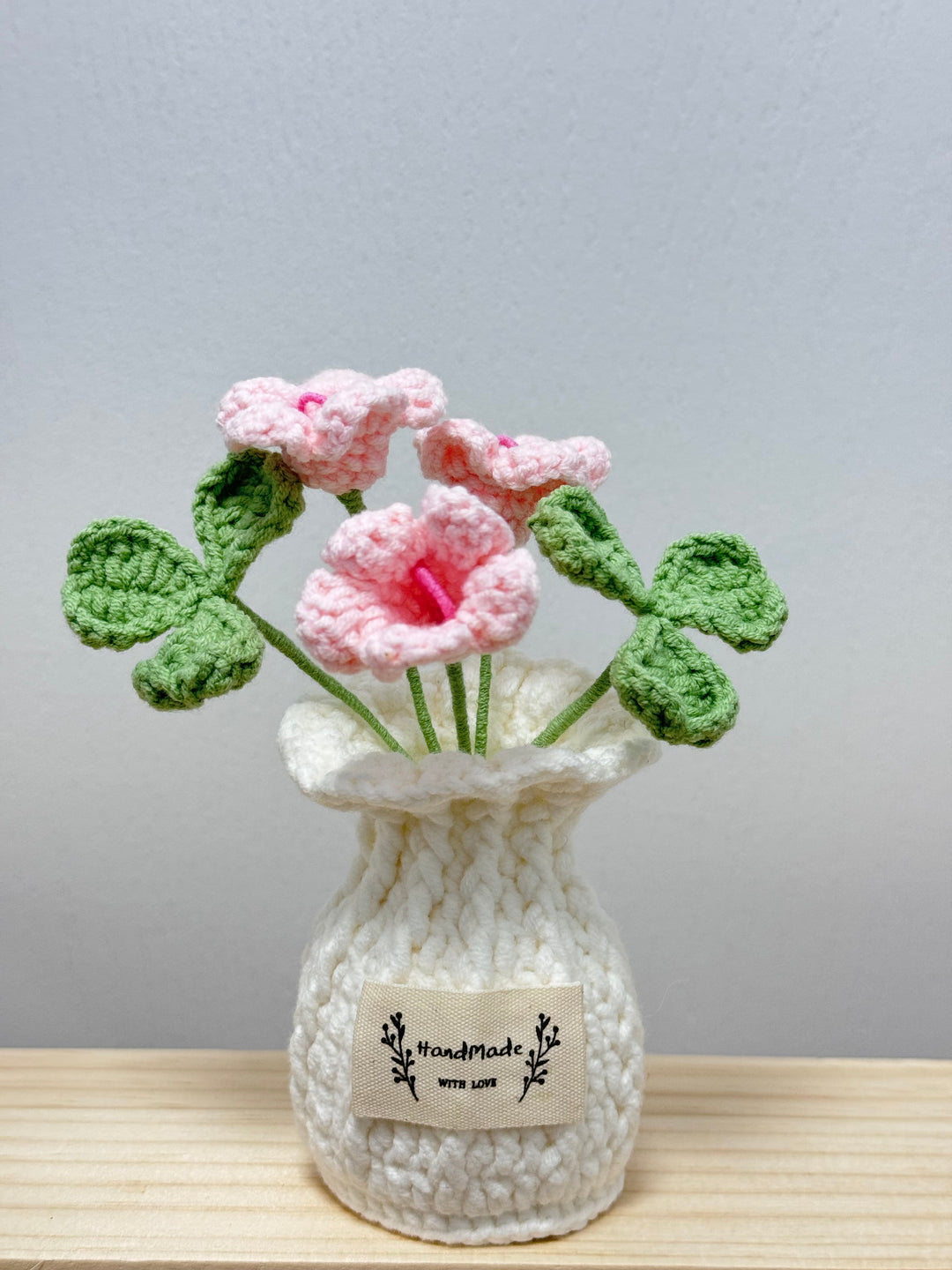 Rose, Lily Of The Valley, Oxalis Corniculata Crochet Potted Flowers - PB0023 - CuteCraftsWorld