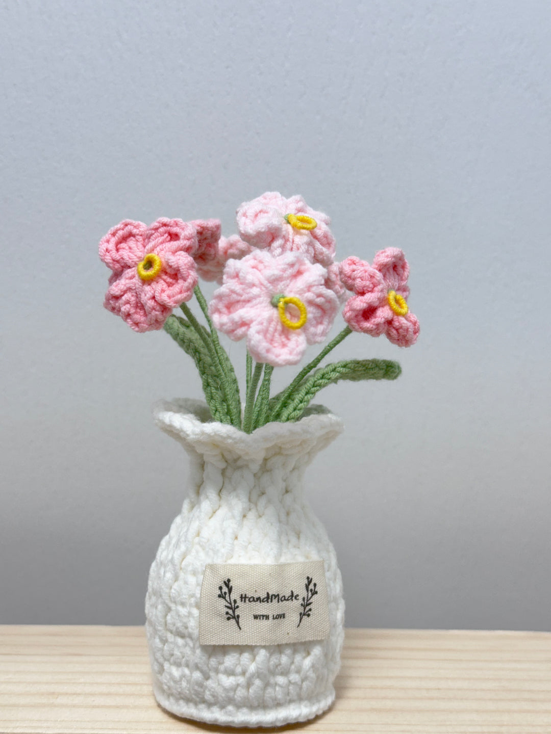 Rose, Lily Of The Valley, Oxalis Corniculata Crochet Potted Flowers - PB0023 - CuteCraftsWorld