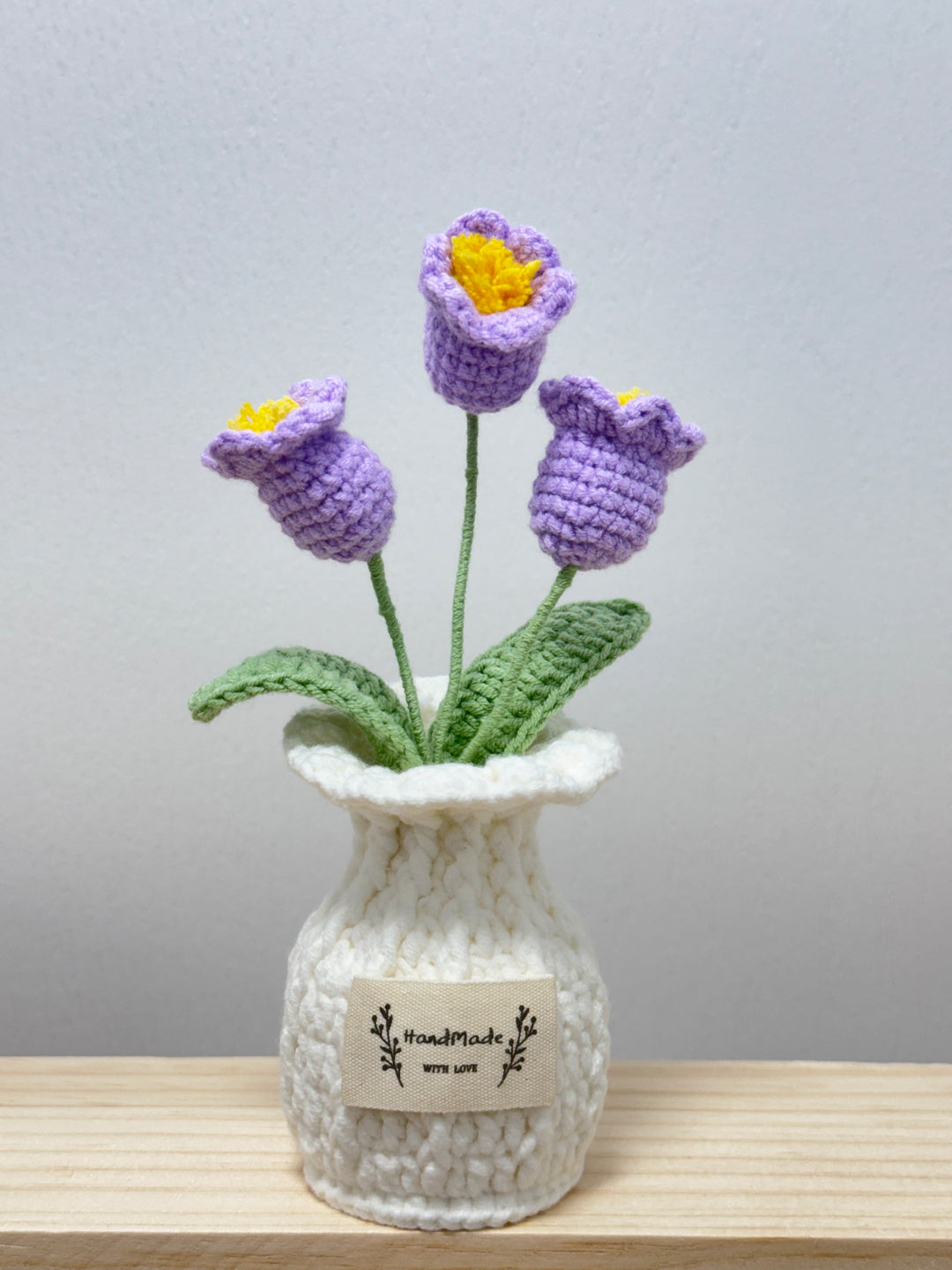 Rose, Lily Of The Valley, Oxalis Corniculata Crochet Potted Flowers - PB0023