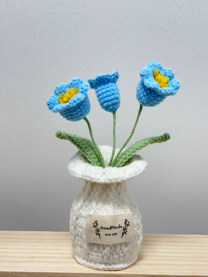 Rose, Lily Of The Valley, Oxalis Corniculata Crochet Potted Flowers - PB0023 - CuteCraftsWorld