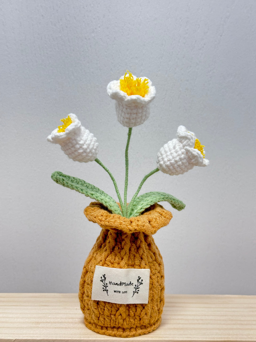 Rose, Lily Of The Valley, Oxalis Corniculata Crochet Potted Flowers - PB0023 - CuteCraftsWorld