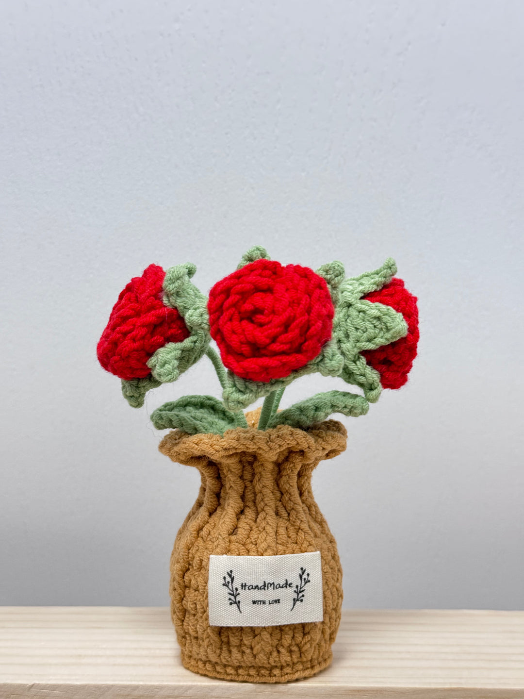 Rose, Lily Of The Valley, Oxalis Corniculata Crochet Potted Flowers - PB0023 - CuteCraftsWorld