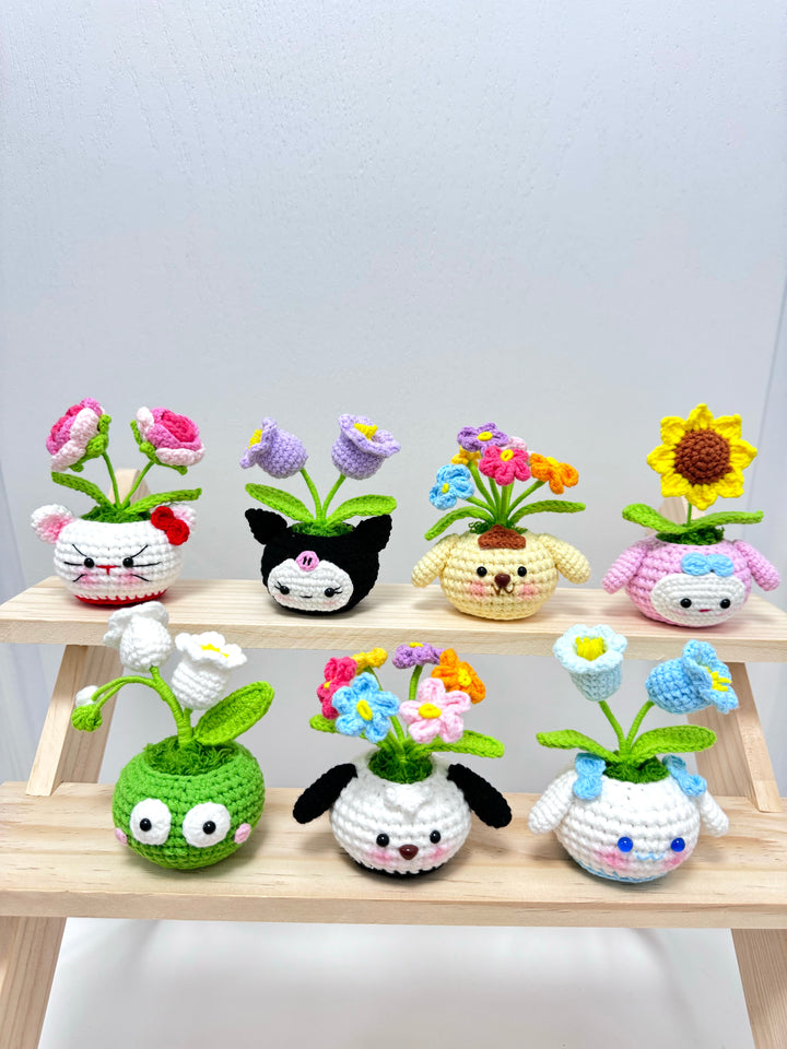 Handmade Sanrio Crochet Potted Flowers - PB0024 - CuteCraftsWorld