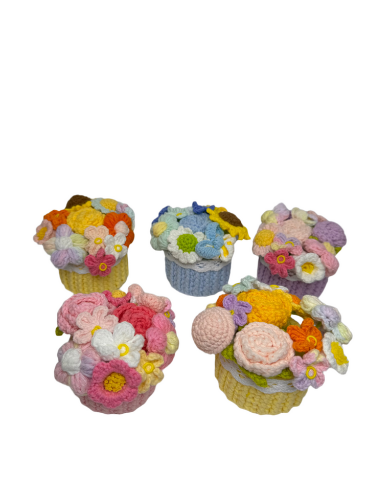 Crochet Colourful Potted Flowers - PP0009 - CuteCraftsWorld