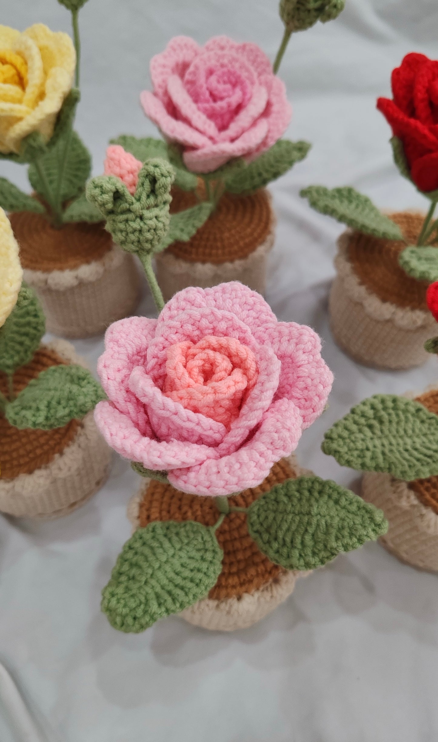 Rose Crochet Potted Flower - PP0001