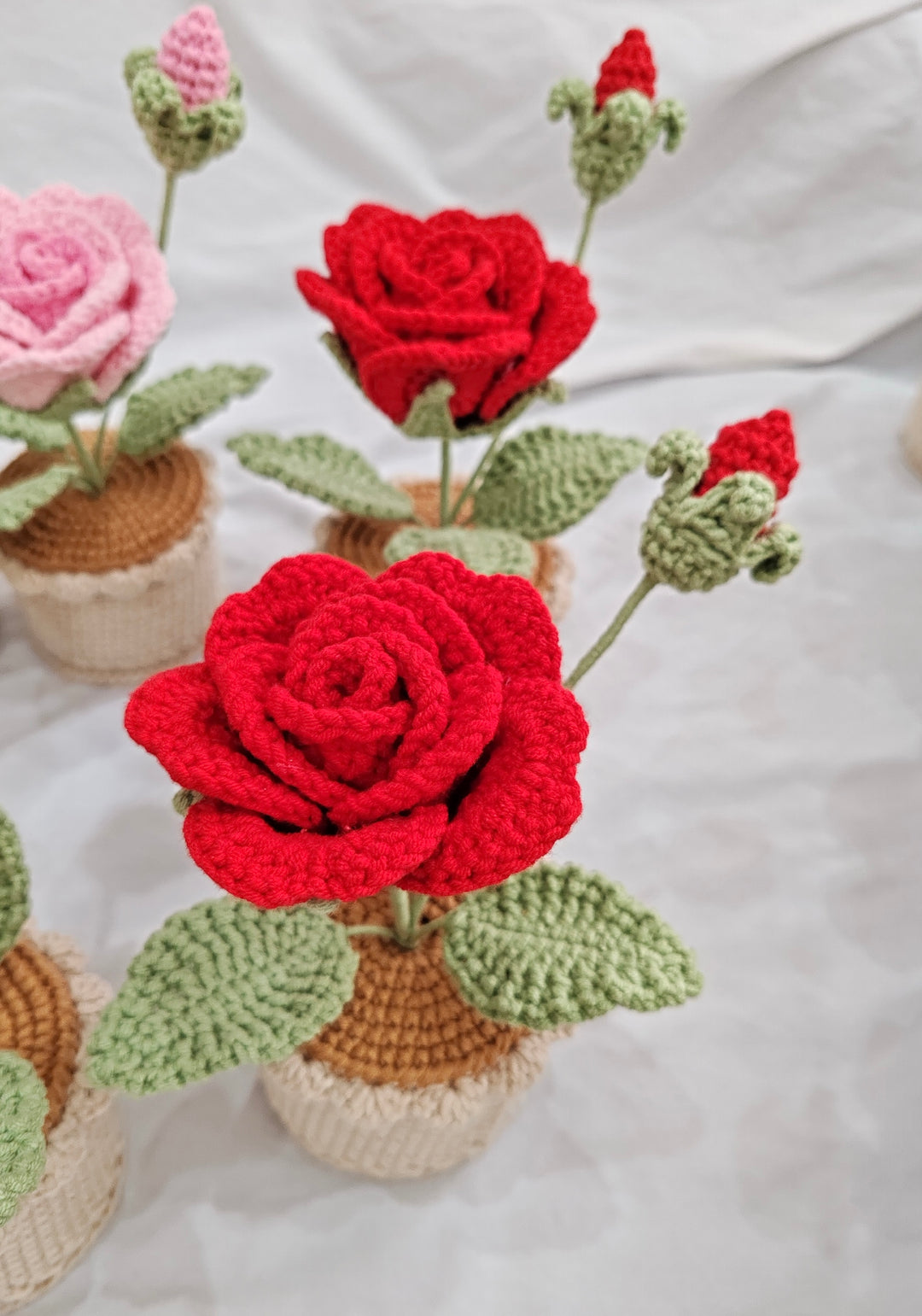 Rose Crochet Potted Flower - PP0001 - CuteCraftsWorld