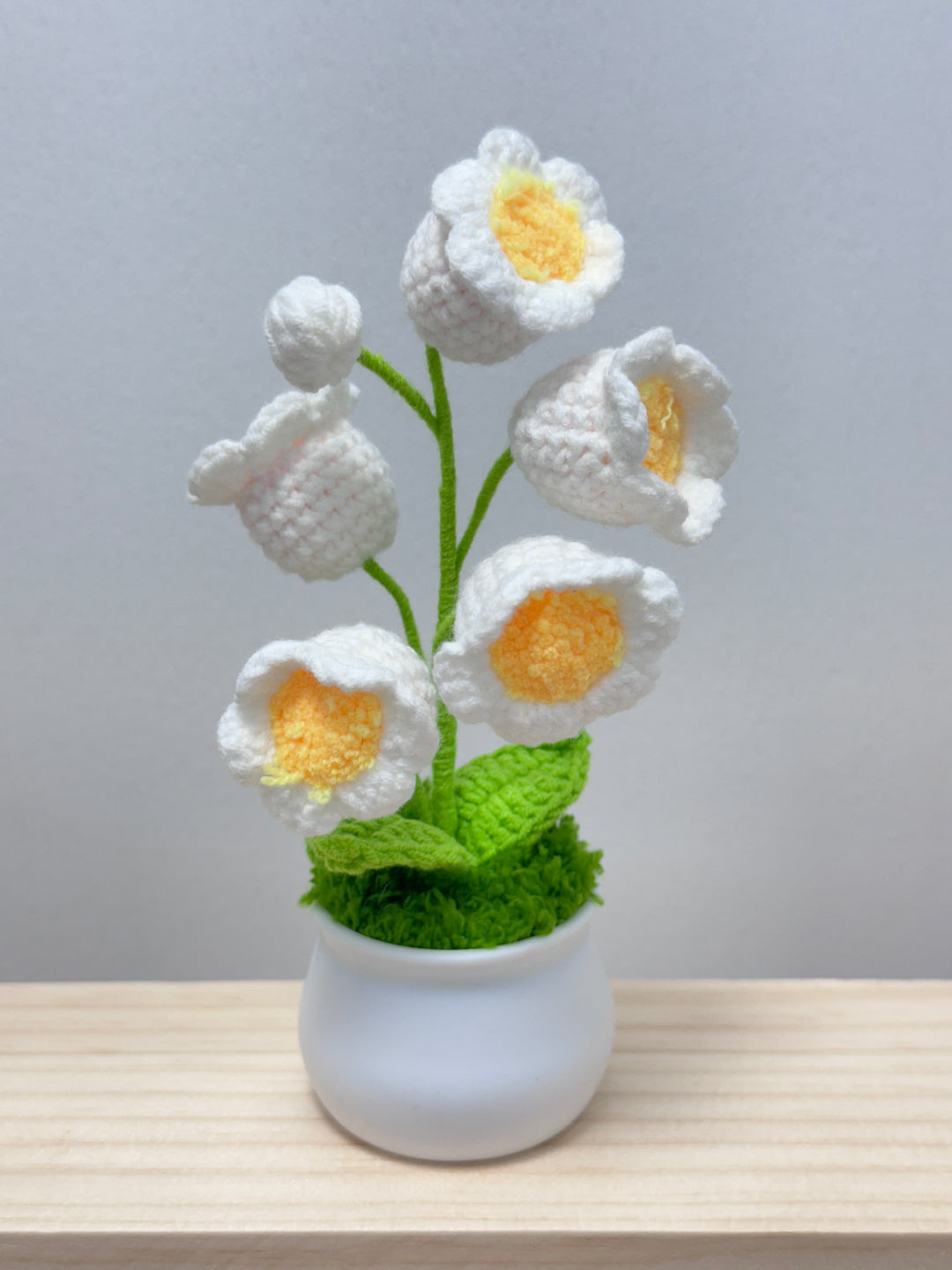 Handmade Lily Of The Valley Crochet Potted Flowers - PP0012 - CuteCraftsWorld