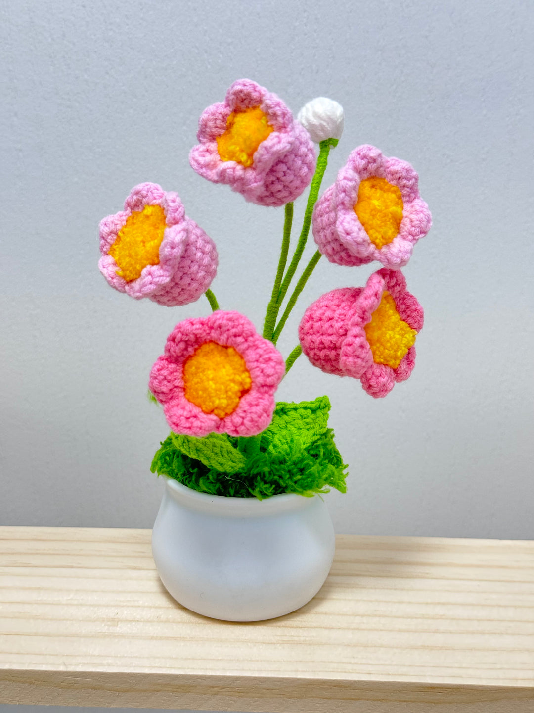 Handmade Lily Of The Valley Crochet Potted Flowers - PP0012 - CuteCraftsWorld