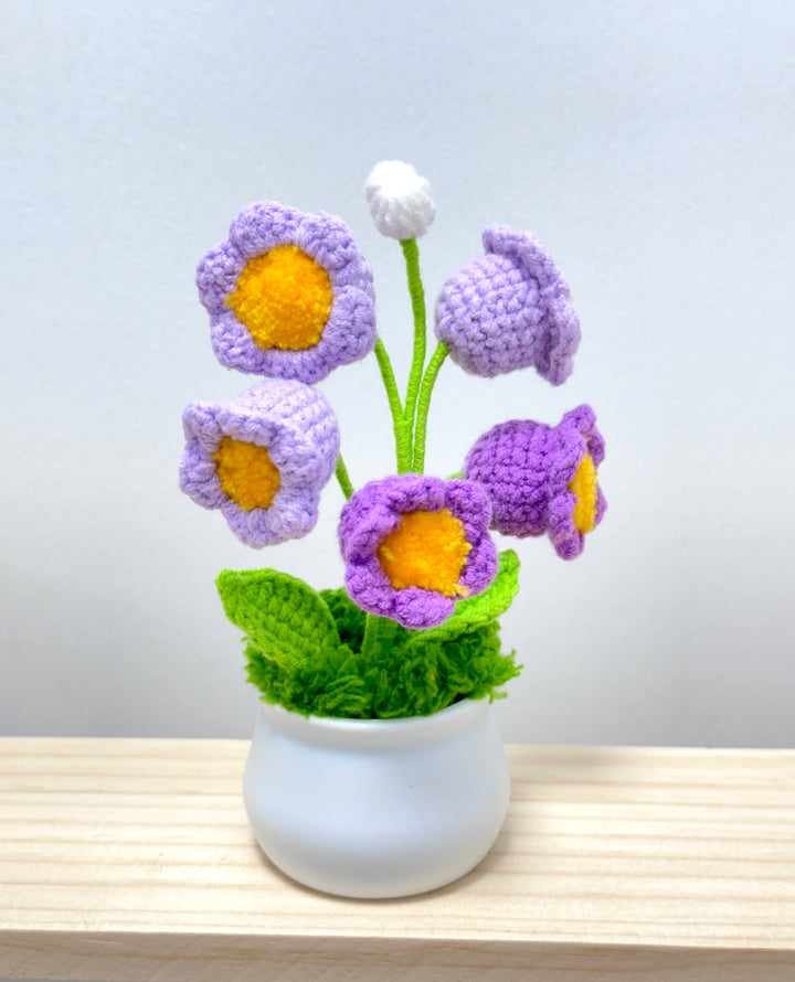 Handmade Lily Of The Valley Crochet Potted Flowers - PP0012 - CuteCraftsWorld