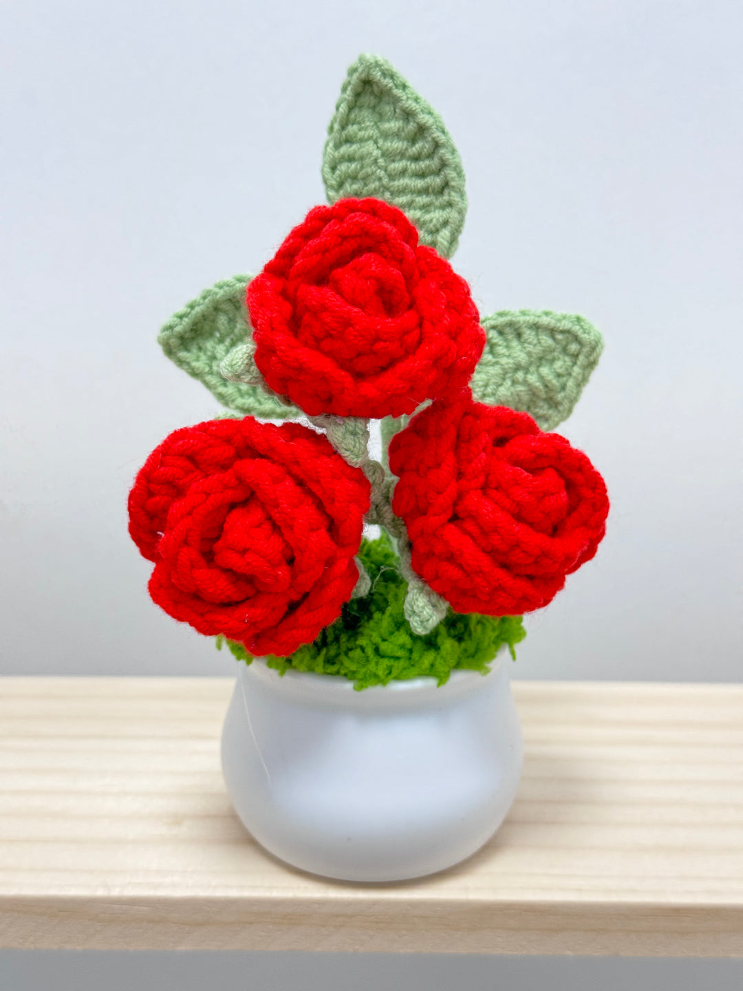 Handmade Crocheted Rose Potted Flowers - PPOO13 - CuteCraftsWorld