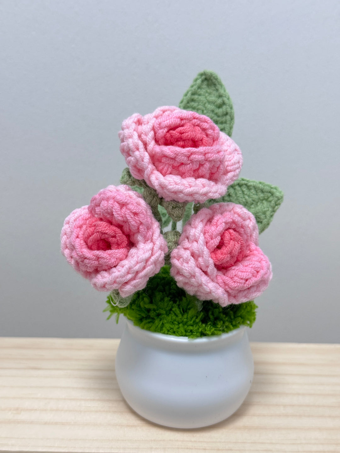 Handmade Crocheted Rose Potted Flowers - PPOO13 - CuteCraftsWorld