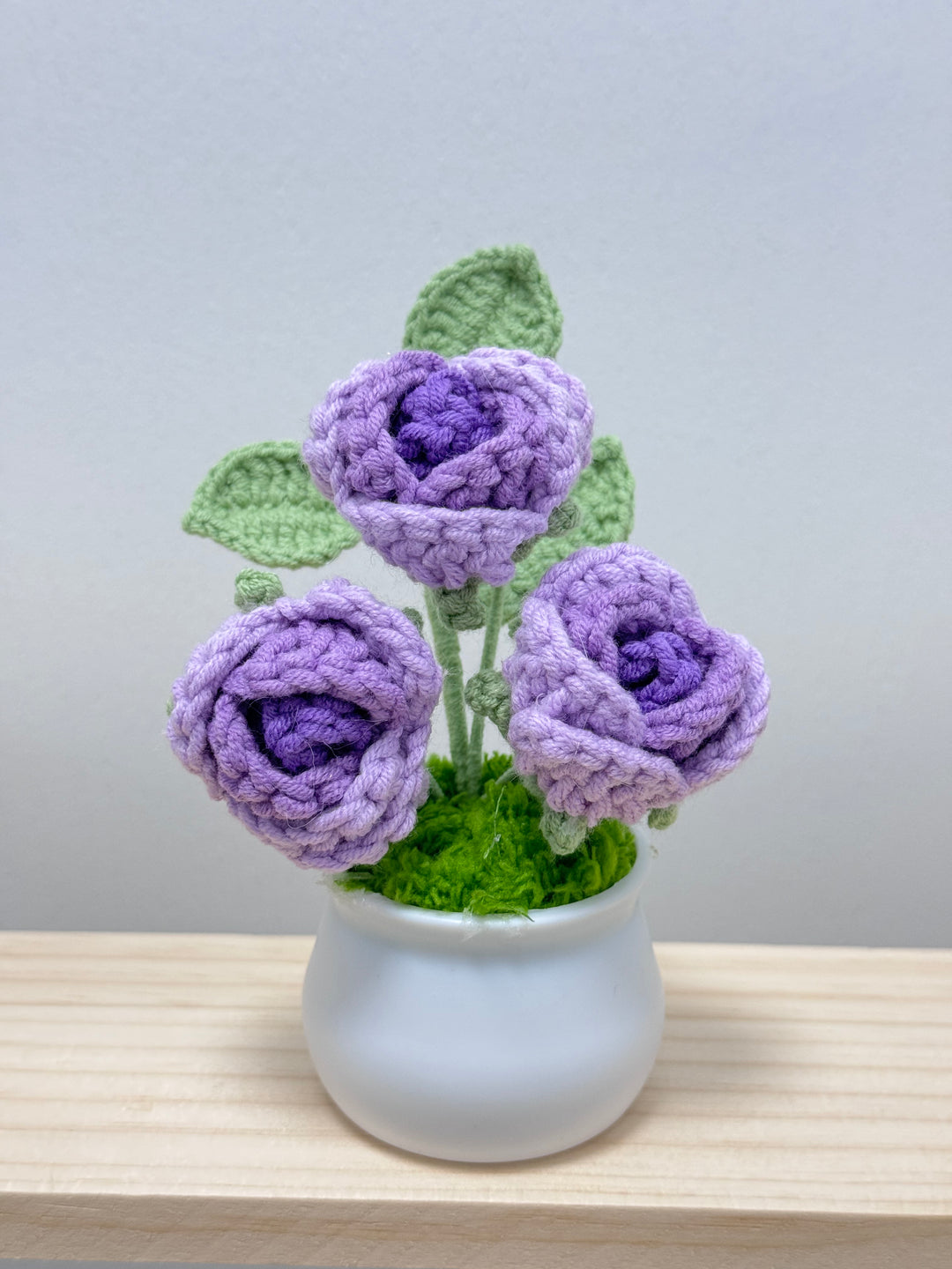 Handmade Crocheted Rose Potted Flowers - PPOO13 - CuteCraftsWorld