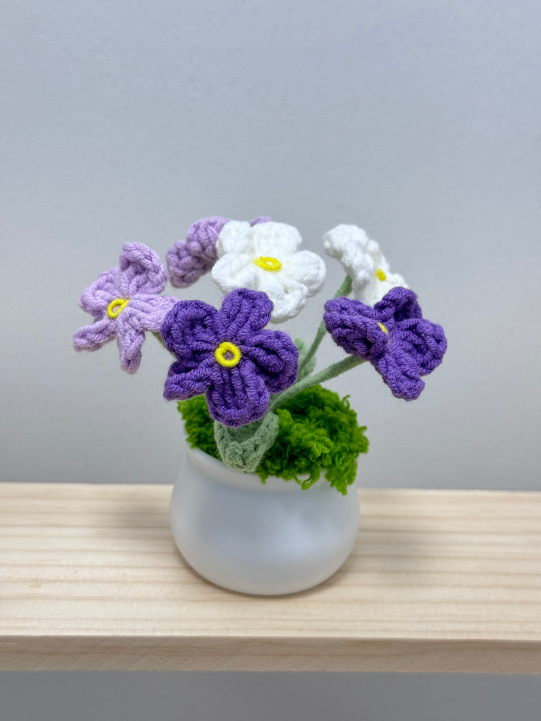 Handmade Forget Me Not Crochet Potted Flowers - PP0015 - CuteCraftsWorld