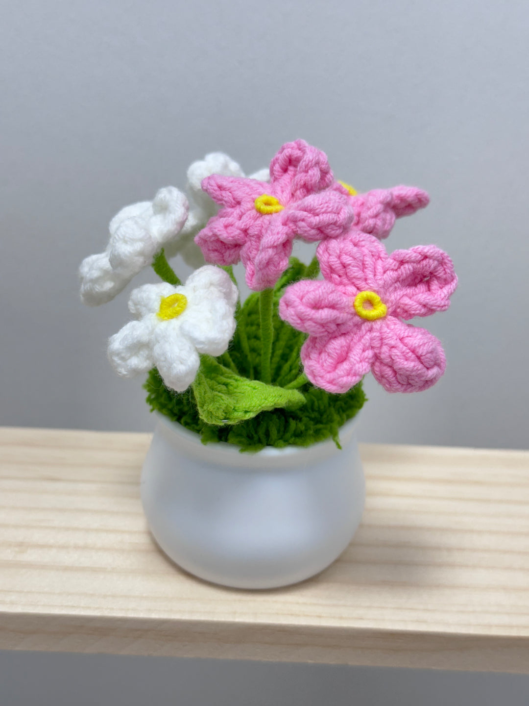 Handmade Forget Me Not Crochet Potted Flowers - PP0015 - CuteCraftsWorld