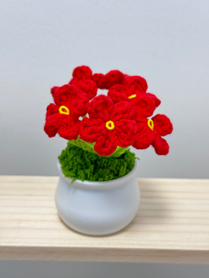 Handmade Forget Me Not Crochet Potted Flowers - PP0015 - CuteCraftsWorld