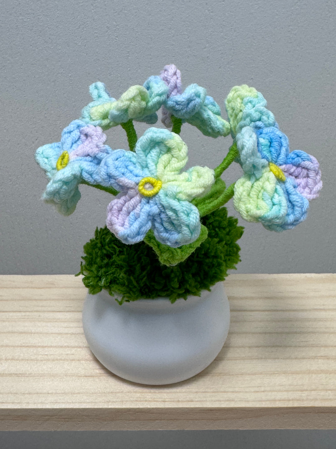 Handmade Forget Me Not Crochet Potted Flowers - PP0015 - CuteCraftsWorld