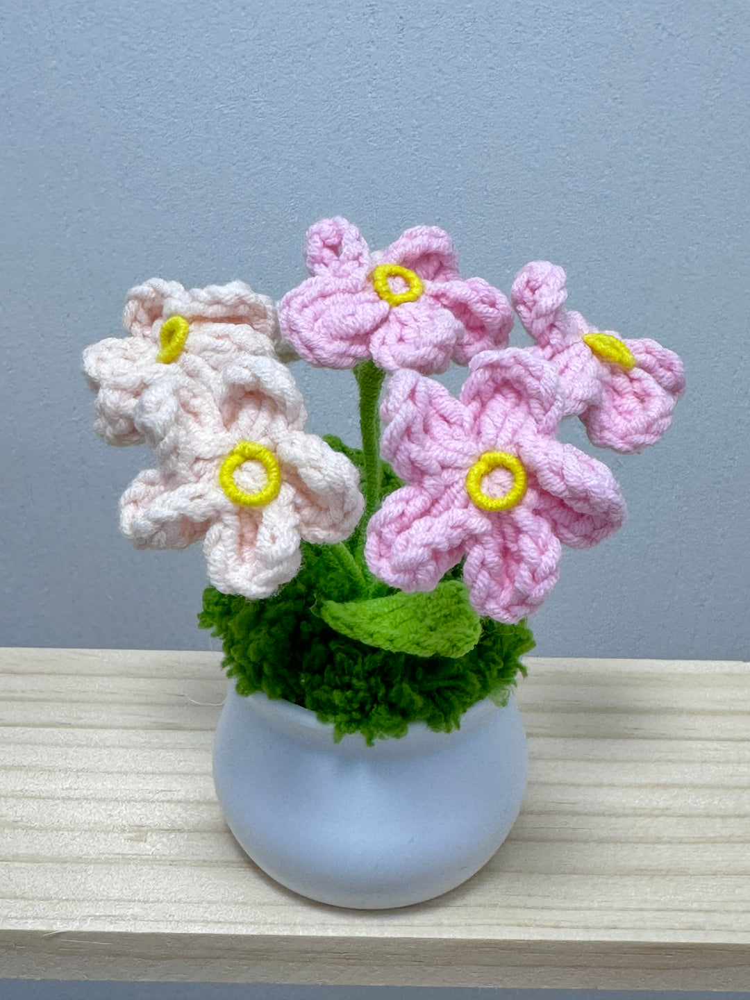 Handmade Forget Me Not Crochet Potted Flowers - PP0015 - CuteCraftsWorld