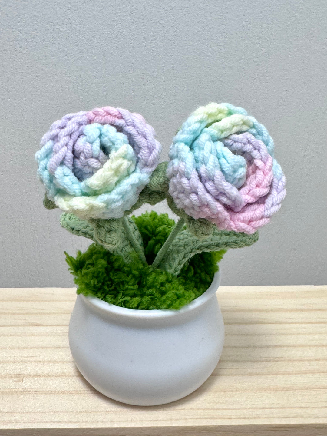 Handmade Crochet Two Rose Potted Flowers - PP0018 - CuteCraftsWorld