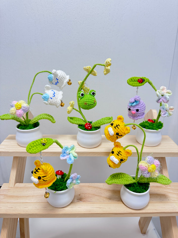 Handmade Animal Crochet Potted Flowers - PP0019 - CuteCraftsWorld