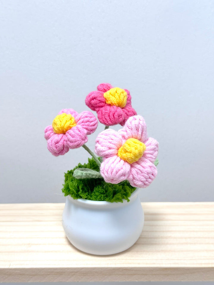 Handmade Crochet Puff Flower Potted Flowers - PP0020 - CuteCraftsWorld